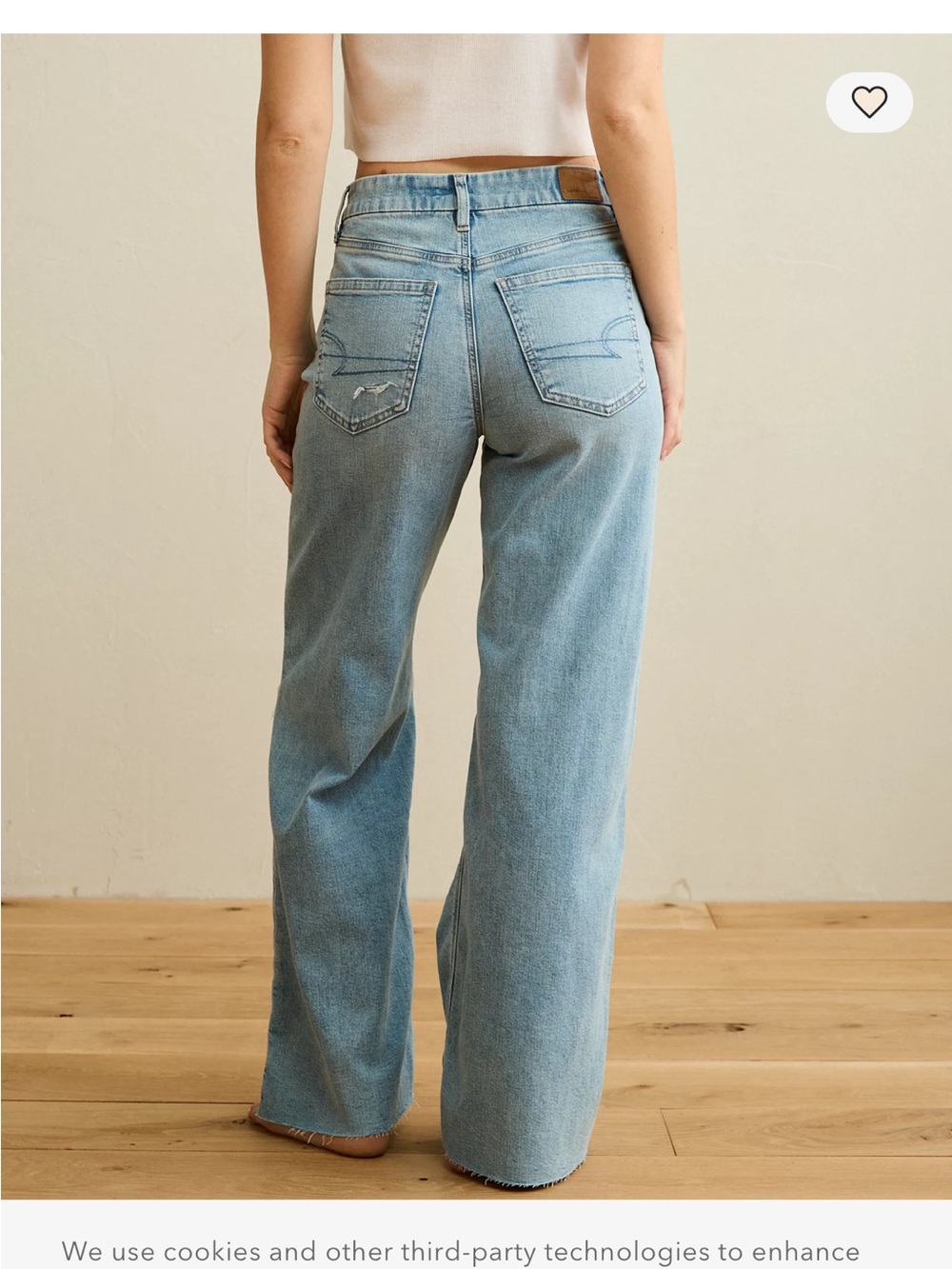 American Eagle Outfitters Light Blue Distressed Wide-Leg Jeans - Picture 2 of 5